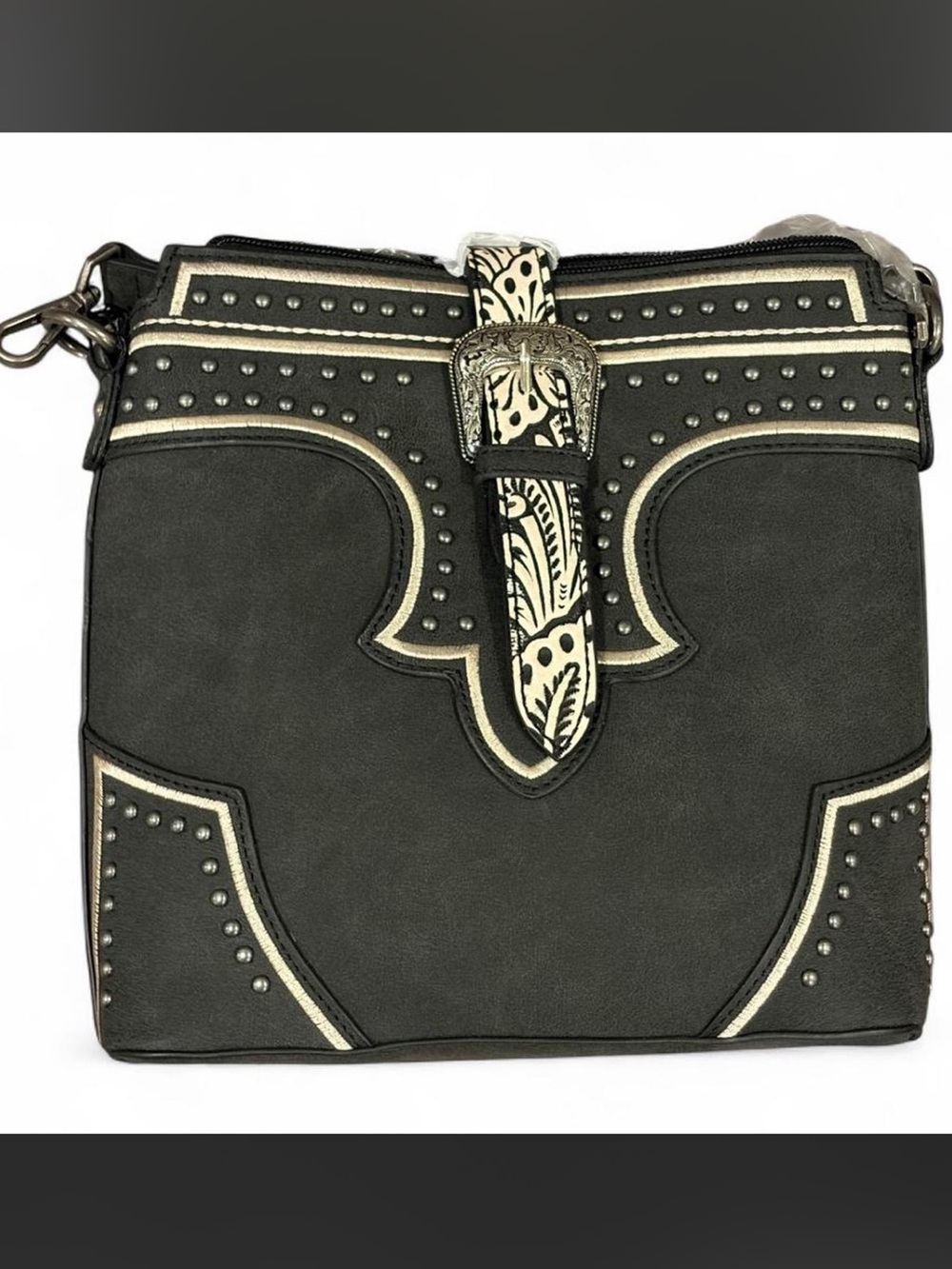 NWT Montana West Studded Black Crossbody Bag with Western Buckle
